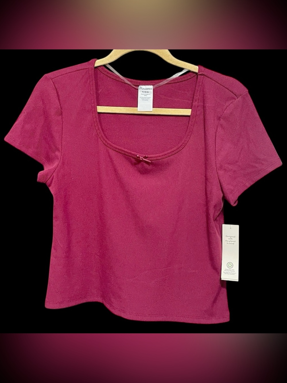New Girls 16/18 burgundy ribbed top